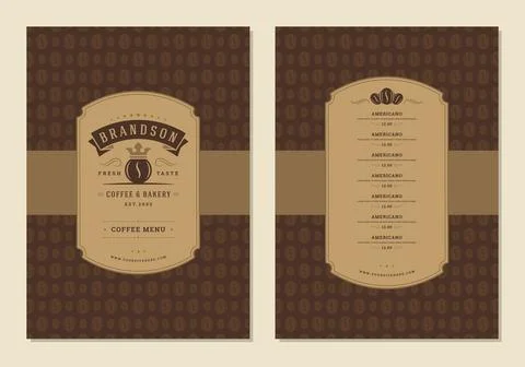 Coffee menu design brochure template vector Illustration Stock Illustration