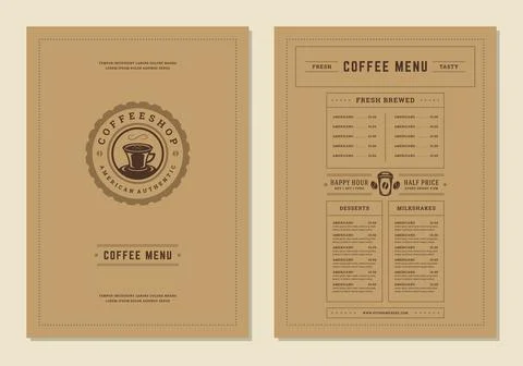Coffee menu design brochure template vector Illustration Stock Illustration