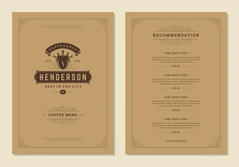 Coffee menu design brochure template vector Illustration Illustrazione stock