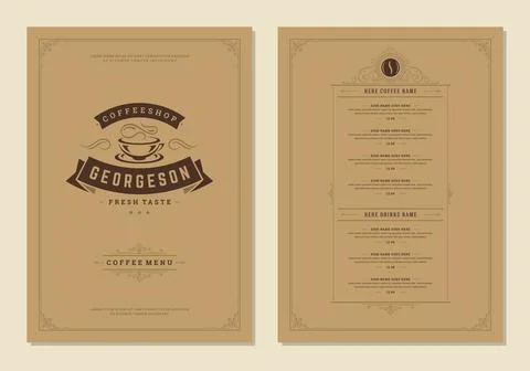 Coffee menu design brochure template vector Illustration Stock Illustration