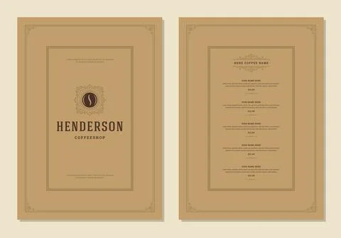 Coffee menu design brochure template vector Illustration Stock Illustration