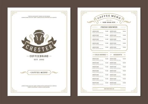 Coffee menu design brochure template vector Illustration Stock Illustration