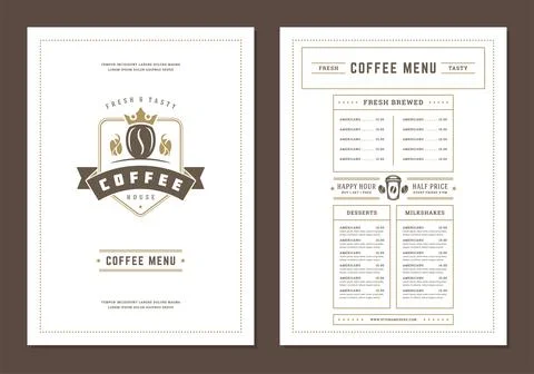 Coffee menu design brochure template vector Illustration Stock Illustration