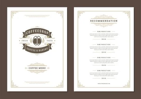 Coffee menu design brochure template vector Illustration Stock Illustration