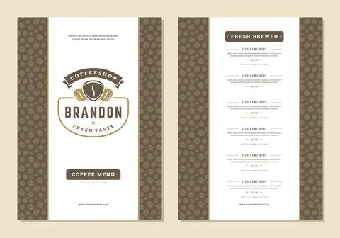 Coffee menu design brochure template vector Illustration Stock Illustration