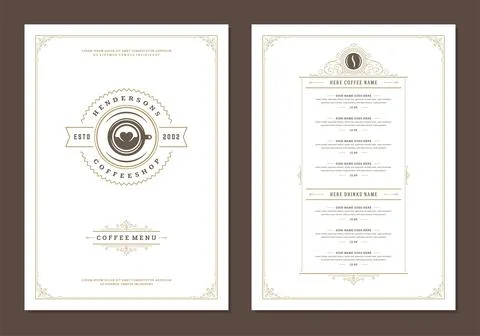 Coffee menu design brochure template vector Illustration Stock Illustration