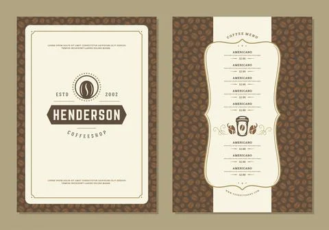 Coffee menu design brochure template vector Illustration Stock Illustration
