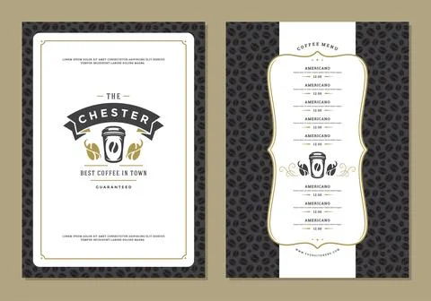 Coffee menu design template flyer for bar or cafe with offee shop logo cup .. イラスト素材