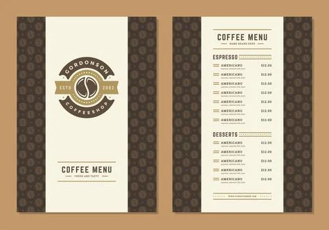 Coffee menu design template flyer for cafe with coffee shop bean symbol and.. イラスト素材