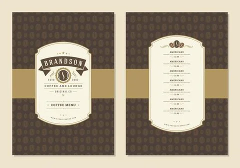 Coffee menu design template flyer for cafe with coffee shop bean symbol and.. イラスト素材