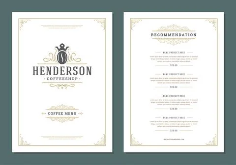 Coffee menu design template flyer for cafe with coffee shop bean symbol and.. イラスト素材