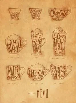 Coffee menu graphic craft Stock Illustration