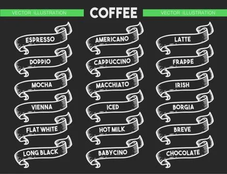 Coffee menu icon set Stock Illustration