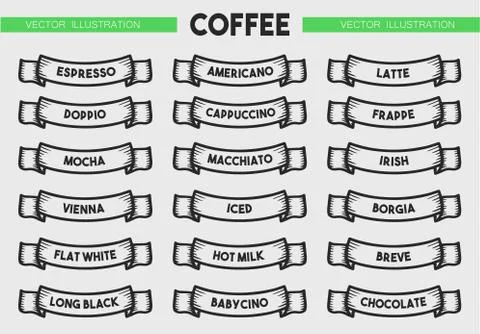 Coffee menu icon set Stock Illustration