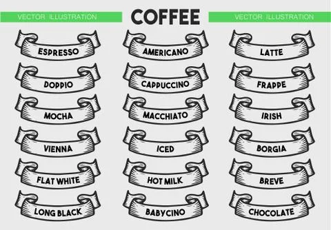 Coffee menu icon set Stock Illustration