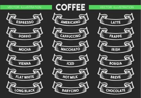 Coffee menu icon set Stock Illustration