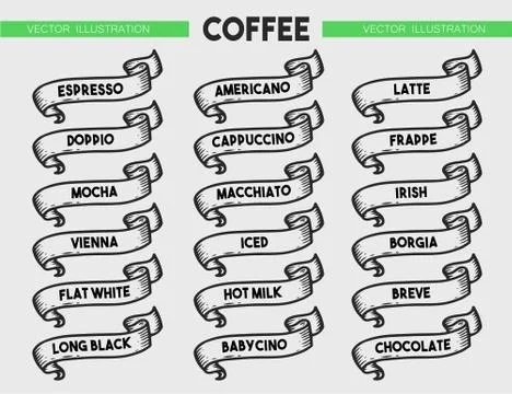 Coffee menu icon set Stock Illustration