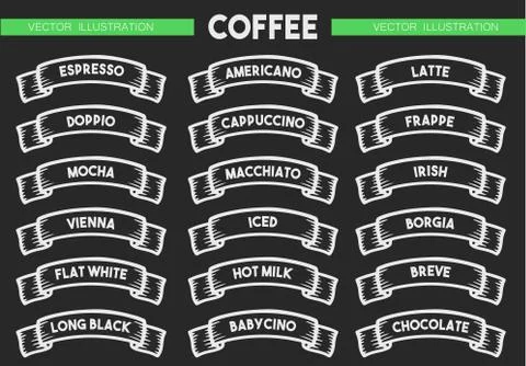 Coffee menu icon set Stock Illustration