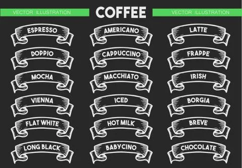 Coffee menu icon set Stock Illustration