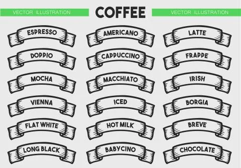 Coffee menu icon set Stock Illustration