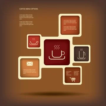 Coffee menu or infographics vector illustration with various types of coffee Illustrazione stock