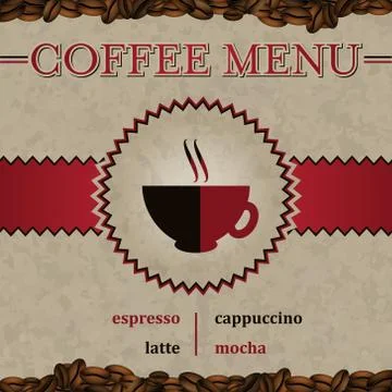 Coffee menu vector cover design. Stock Illustration
