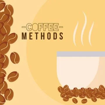 Coffee methods with cup and beans vector design Stock Illustration