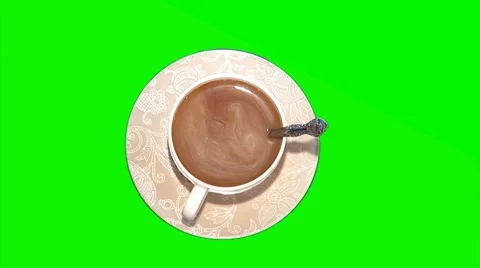Coffee with milk in the coffee cup with a dessert spoon Stock Footage 43167448
