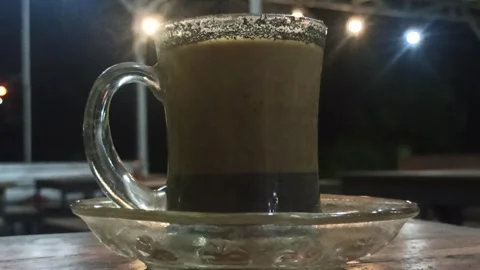 Coffee with Milk at Night Video stock 318542043