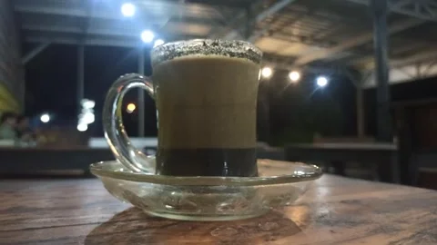 Coffee with Milk at Night Video stock 318542077