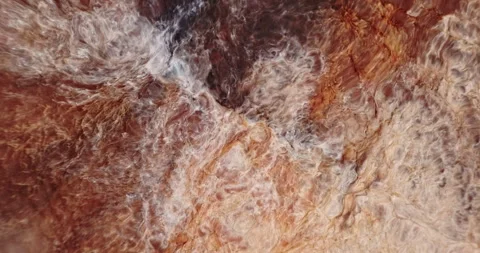 Coffee milk paint spread, mix in splash, close up. Dark brown, white cream ink Video stock 267808006