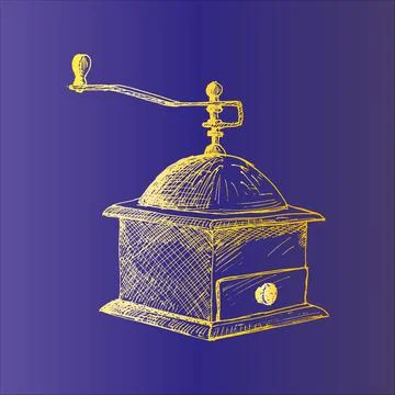 Coffee mill. coffee grinder Hand Drawn Sketch Vector illustration. 스톡 일러스트