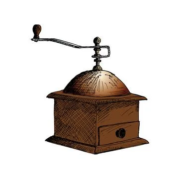 Coffee mill. coffee grinder Hand Drawn Sketch Vector illustration. Stock Illustration