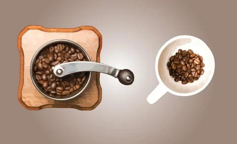 Coffee mill with cup Stock Illustration