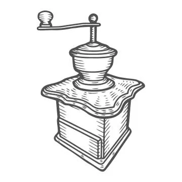 Coffee mill. Hand drawn sketch style. Stock Illustration