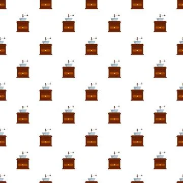 Coffee mill pattern seamless vector Stock Illustration