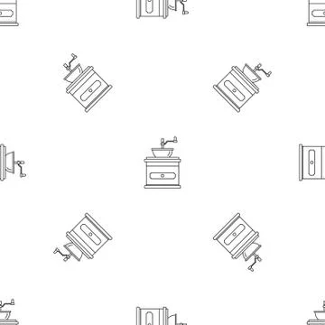 Coffee mill pattern seamless vector Stock Illustration