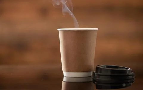 Coffee, mockup and cup in studio for takeaway with drink, caffeine beverage and Stockfoto's