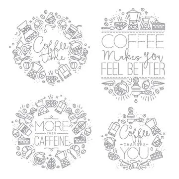Coffee monograms grey Stock Illustration