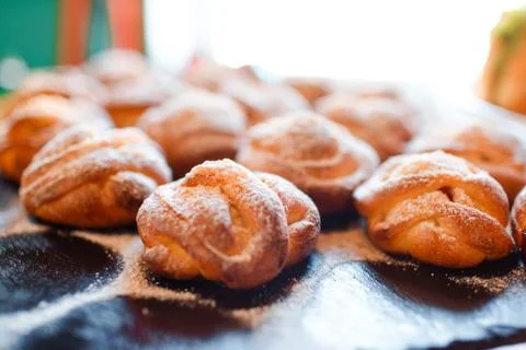 Coffee muffins on the buffet table at the event. Fresh cakes. Stock Photos