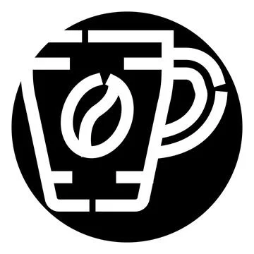 Coffee mug and bean stencil glyph icon logo Stock Illustration