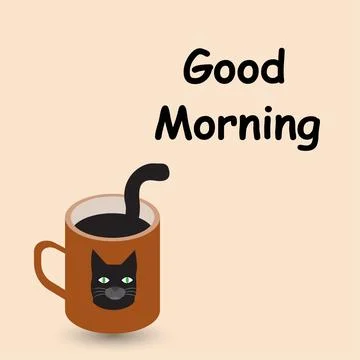 Coffee mug with cat Stock Illustration