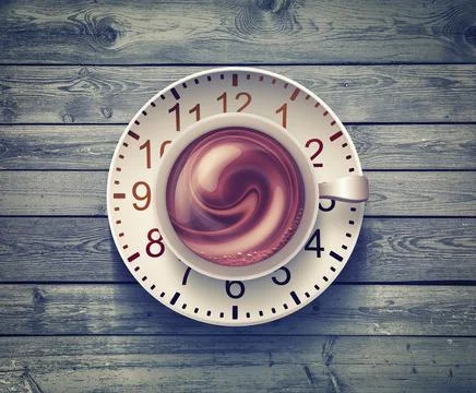 Coffee mug with clock Stock Illustration