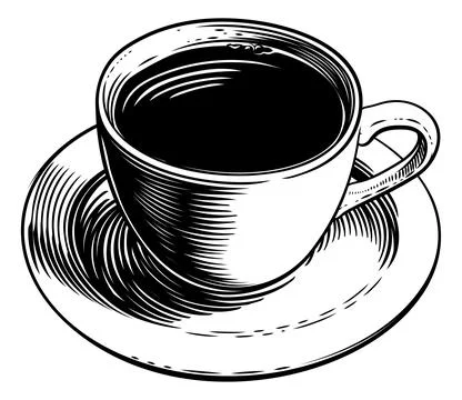 Coffee Mug Cup Retro Etching Engraving Woodcut Stock Illustration