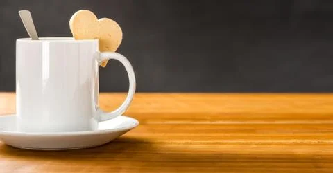 A coffee mug on a dark background 스톡 사진