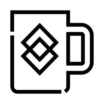 Coffee mug icon with diamond pattern line art Stock Illustration
