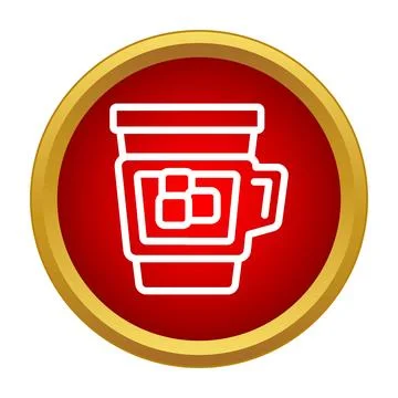 Coffee mug icon with ice cubes showing cold drink Stock Illustration