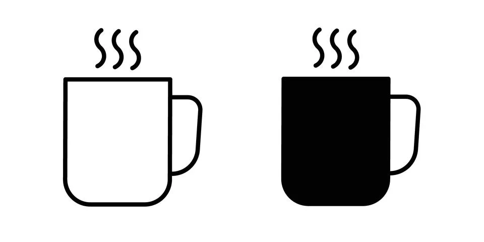 Coffee mug icon thin line and clipart style vector set Stock Illustration