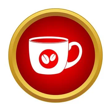 Coffee mug icon with two beans showing hot beverage Illustrazione stock