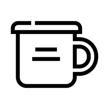 Coffee mug line drawing breakfast drink icon Illustration